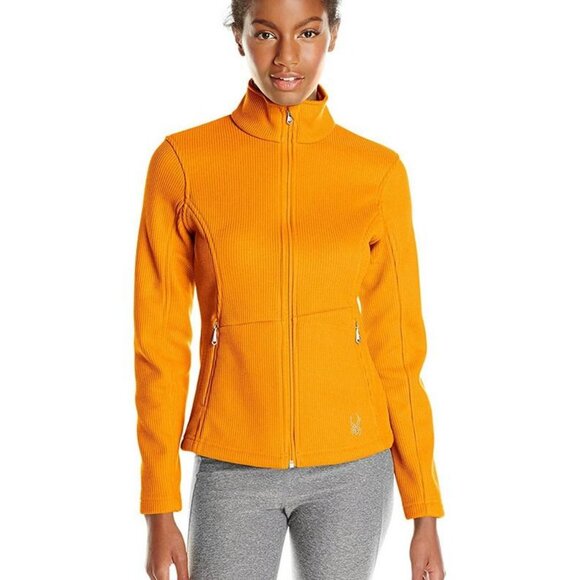 Spyder Endure Tangerine Bright Orange Sweater Fleece Lined Jacket - Size Large - Picture 1 of 9